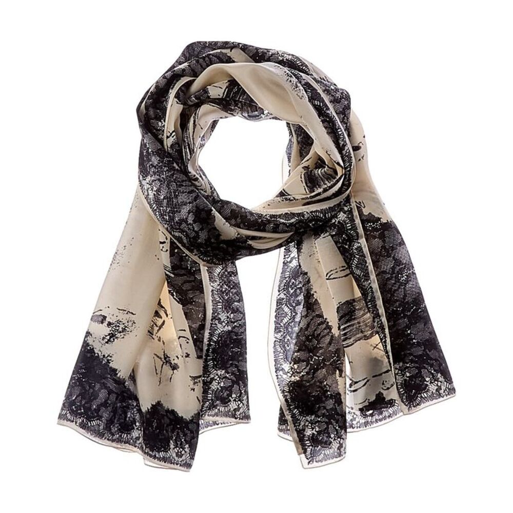 Jimmy Choo Logo Silk Scarf, Beige